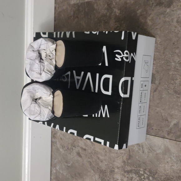 Black suede chunky heel - Picture 5 of 7